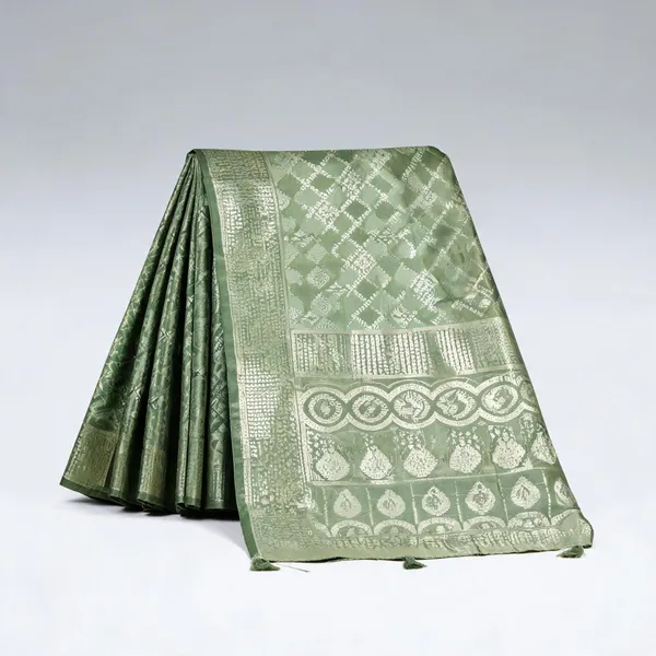 Green_Silk_Woven_Geometric_Saree_For_Women