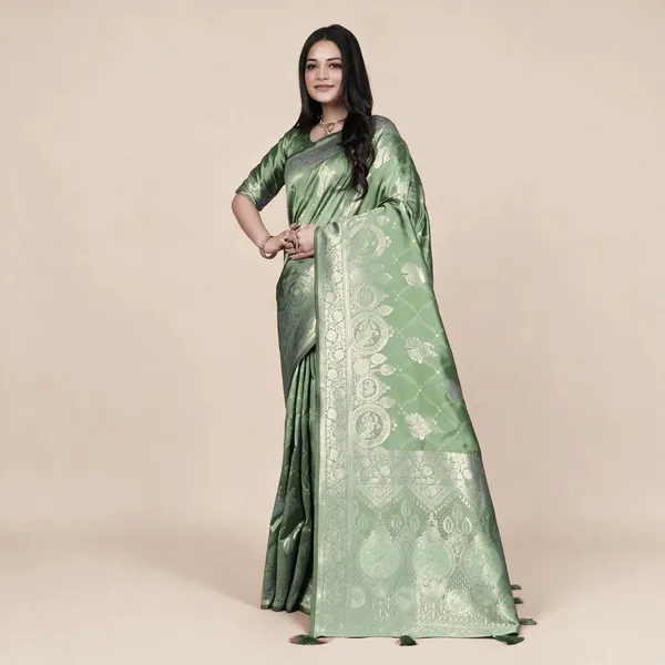 Green_Woven_Floral_Paisley_Traditional_Saree_For_Women