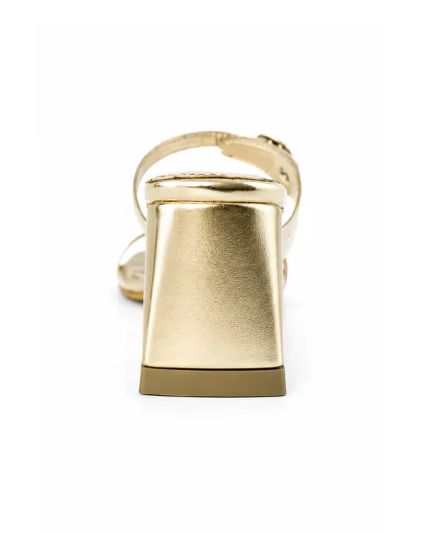 Golden_Faux_Leather_Block_Heel_Sandal_For_Women
