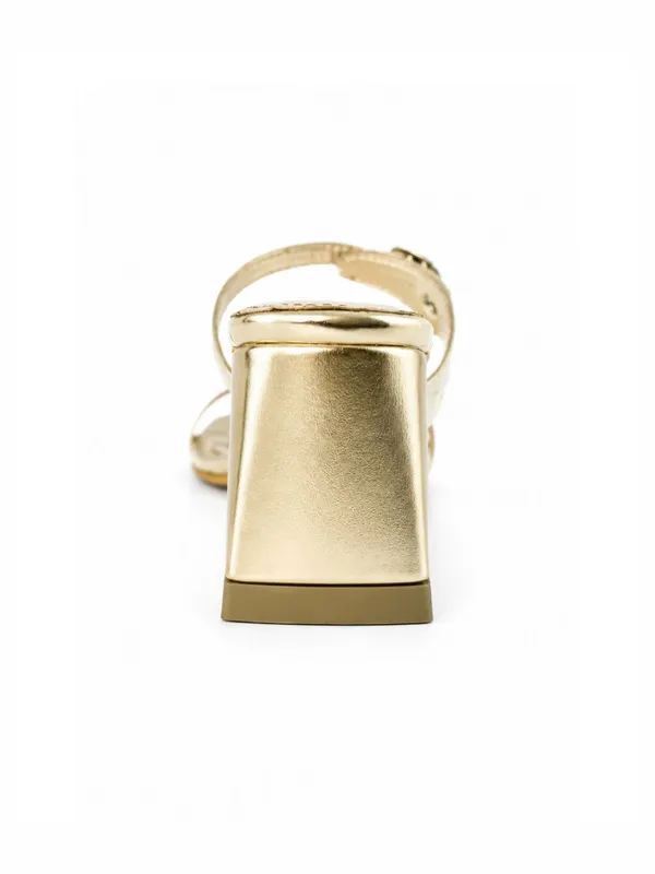 Golden_Faux_Leather_Block_Heel_Sandal_For_Women