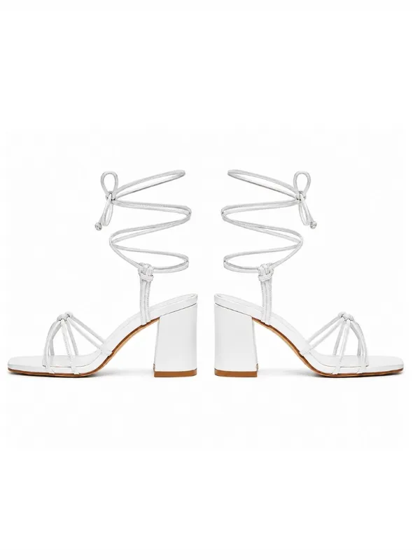 White_Faux_Leather_Lace-Up_Platform_Block_Heel_Sandal_For_Women