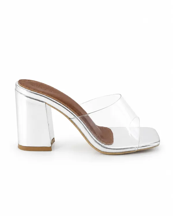 Silver_Pvc_Square_Toe_Block_Heel_Mule_For_Women