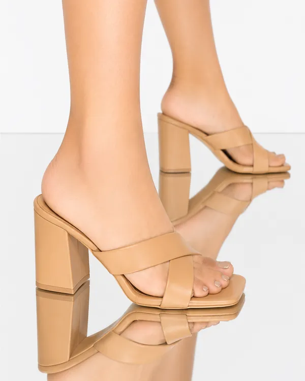 Beige_Faux_Leather_Chunky_Block_Heel_Sandal_For_Women