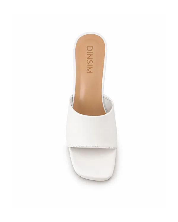 White_Faux_Leather_Chunky_Platform_Block_Heel_Mule_For_Women