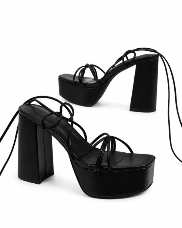 Black_Block_lace_up_chunky_high_heel