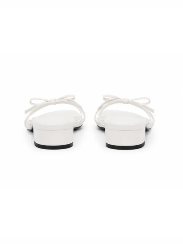 White_Faux_Leather_Bow_Detail_Block_Heel_Mule_For_Women