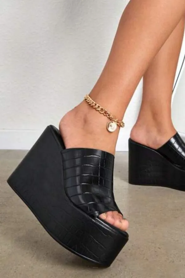 Black_Faux_Leather_Croc_High_Platform_Wedge_Slip-On_Mule_For_Women