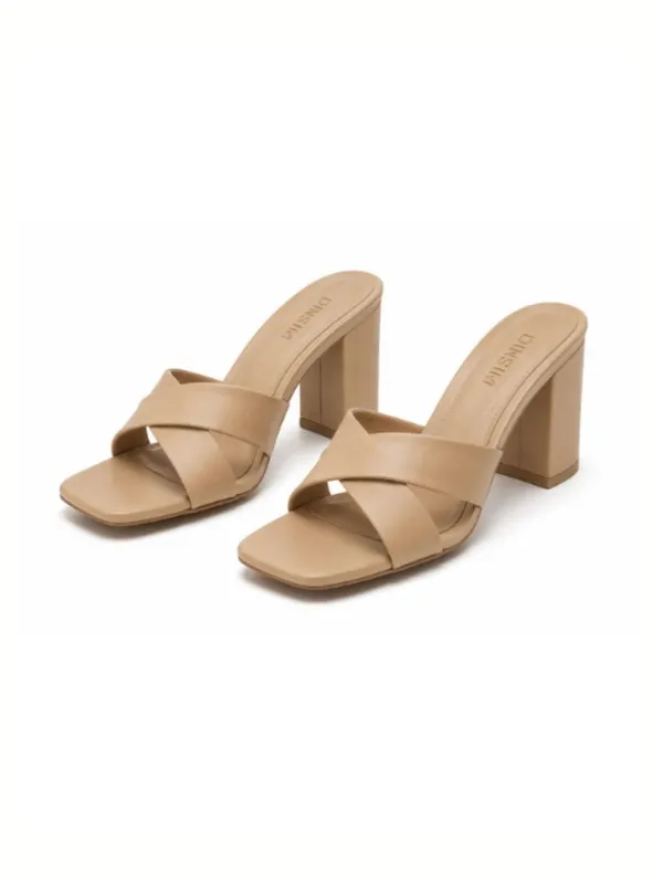 Beige_Faux_Leather_Chunky_Block_Heel_Sandal_For_Women