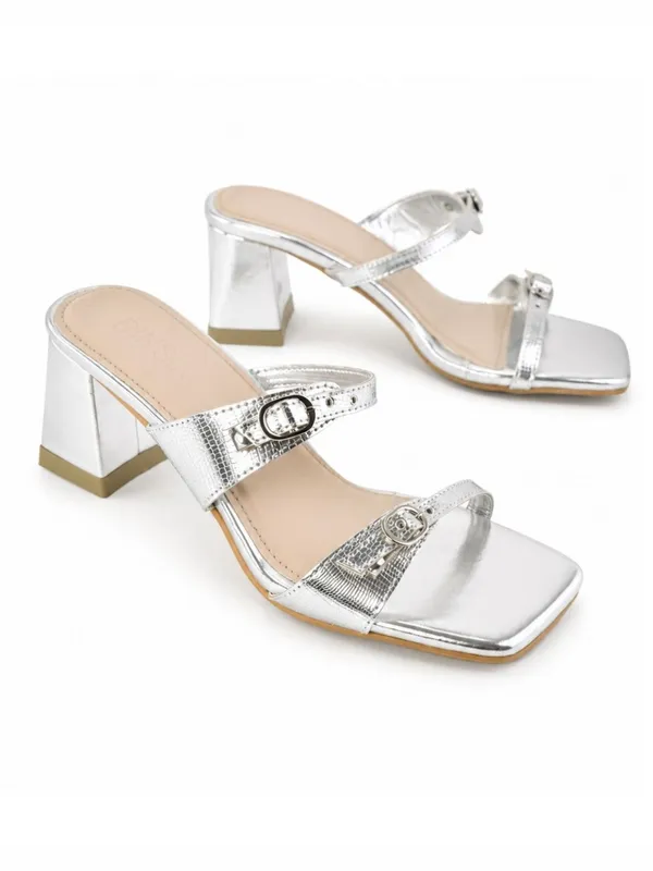 SILVER_FAUX_LEATHER_BLOCK_HEEL_WITH_BUCKLE_ADJUSTABLE_STRAP