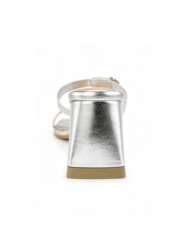 SILVER_FAUX_LEATHER_BLOCK_HEEL_WITH_BUCKLE_ADJUSTABLE_STRAP