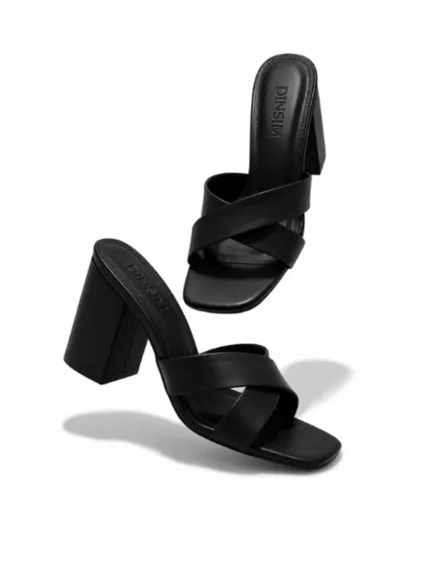 Black_Faux_Leather_Chunky_Block_Heel_Sandal_For_Women