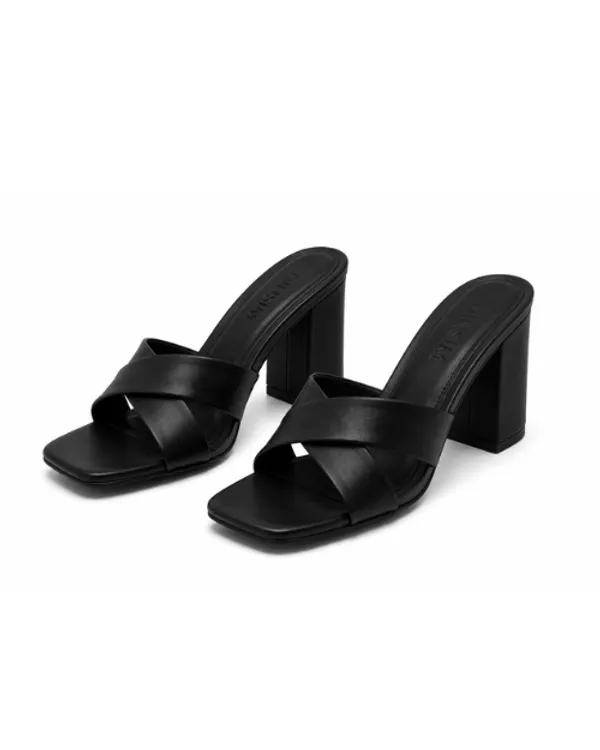 Black_Faux_Leather_Chunky_Block_Heel_Sandal_For_Women
