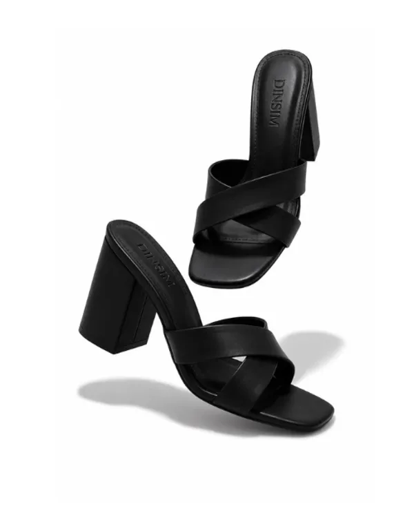 Black_Faux_Leather_Chunky_Block_Heel_Sandal_For_Women