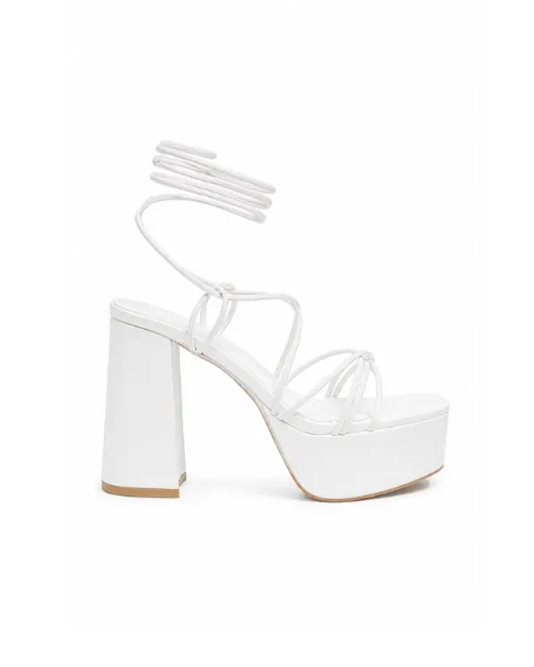 White_Faux_Leather_Lace_Up_Platform_Block_Heel_Sandal_For_Women