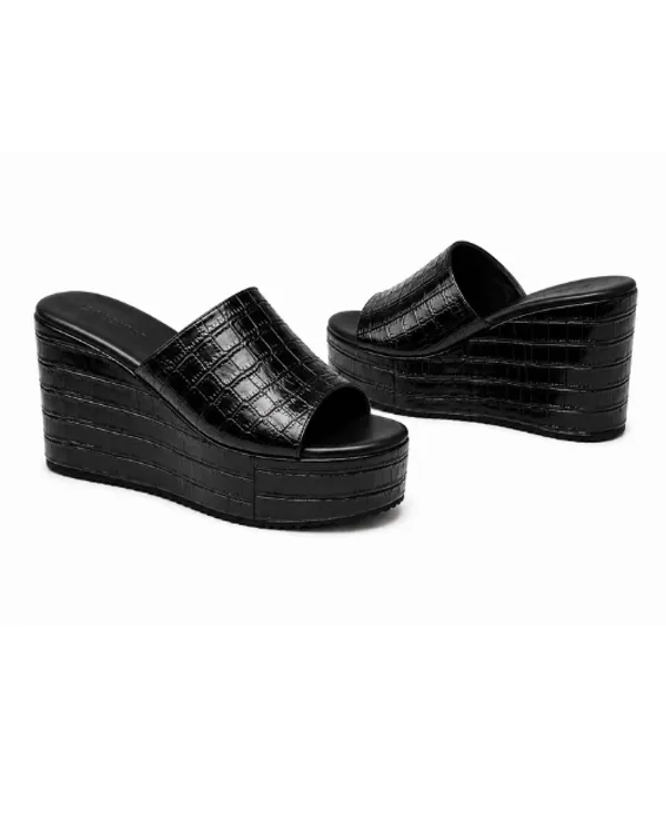 Black_Faux_Leather_Croc_High_Platform_Wedge_Slip-On_Mule_For_Women