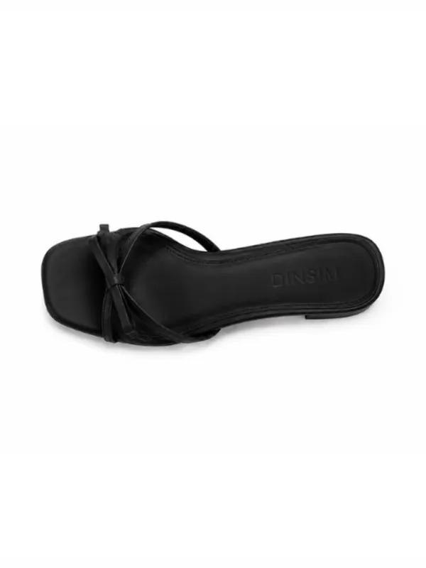 Black_Faux_Leather_Bow_Detail_Flat_Mule_Sandal_For_Women