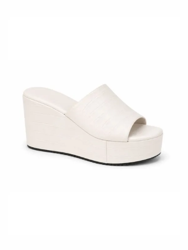 White_Faux_Leather_High_Platform_Wedge_Peep-Toe_Mule_For_Women