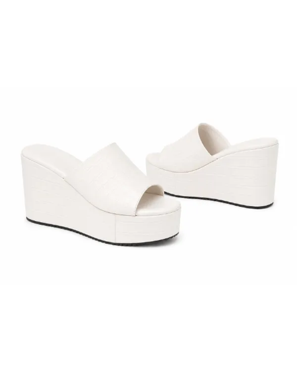 White_Faux_Leather_High_Platform_Wedge_Peep-Toe_Mule_For_Women