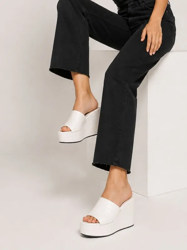 White_Faux_Leather_High_Platform_Wedge_Peep-Toe_Mule_For_Women