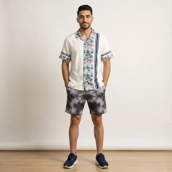 Grey_Tie_Dye_Casual_Shorts_for_Men