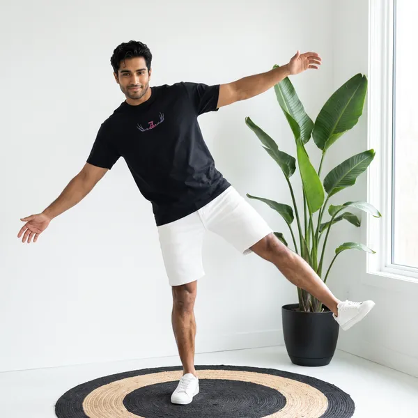 Black_And_White_Casual_T-Shirt_And_Shorts_Set_for_Men