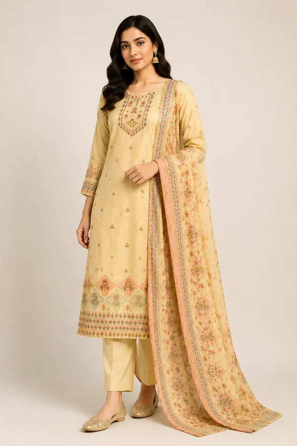 Cream_Cotton_Kurta_Set_For_Women