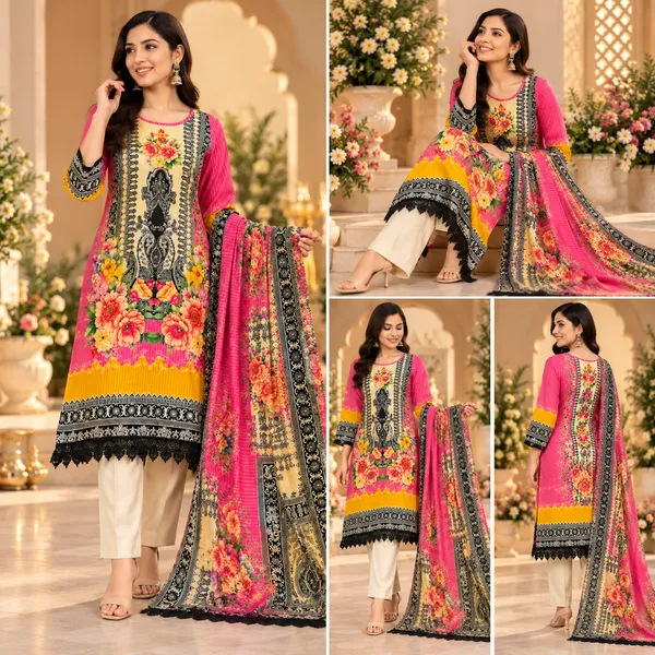 Multicolor_Pakistani_Print_Maslin_Kurta_Set_For_Women