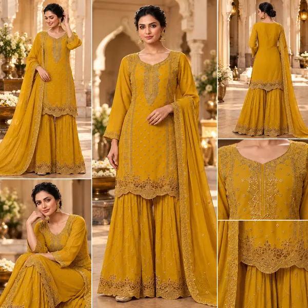 Yellow_Zari_Work_Gharara_Set_For_Women