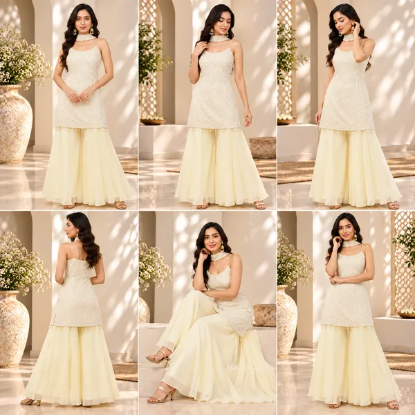 Cream_Sequence_Work_Plazo_Set__For_Women