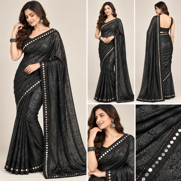 Black_Lycra_Saree_With_Blouse_Piece_For_women