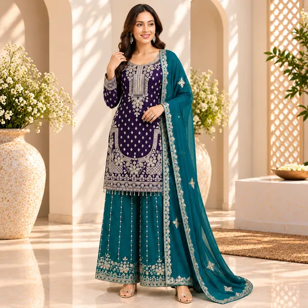 Purple_With_Rama_Green_Plazo_Set_For_Women_