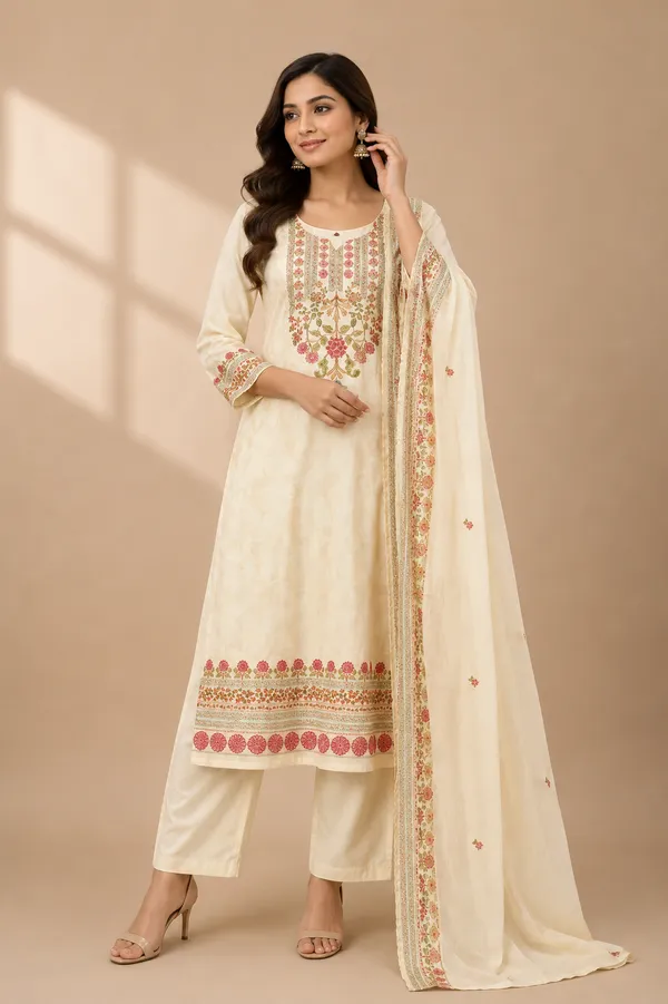 Cream_Cotton_Kurta_Set_For_Women