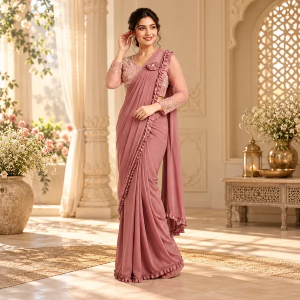 Rose_Pink_Lycra_Readymade_Saree_Blouse_For_women