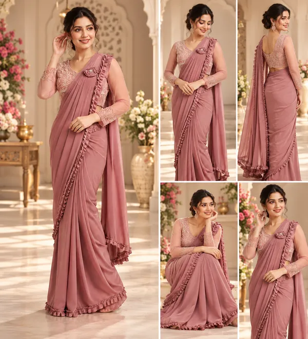 Rose_Pink_Lycra_Readymade_Saree_Blouse_For_women