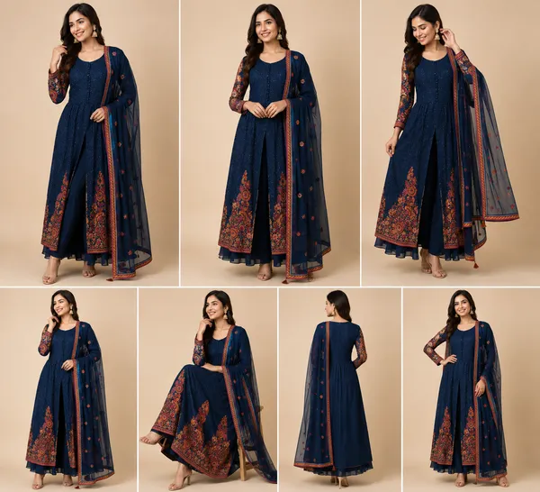 Blue_Georgette_Kurta_Set_For_Women