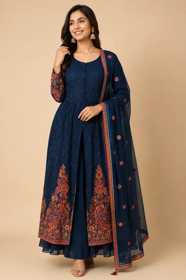 Blue_Georgette_Kurta_Set_For_Women
