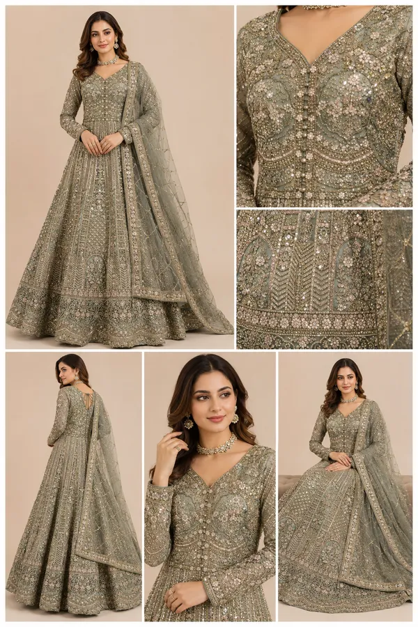 Sage_Green_Cotton_Gown_And_Dupatta_For_Women