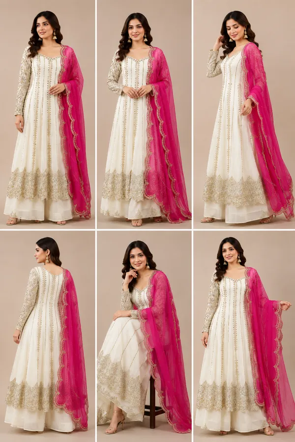White_Georgette_Kurta_Set_For_Women