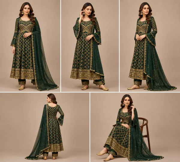 Green_Georgette_Kurta_Set_For_Women