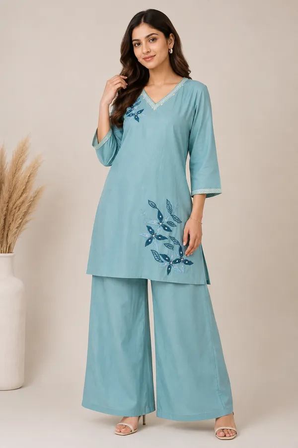 Blue_Cotton_Co-Ord_Set_For_Women