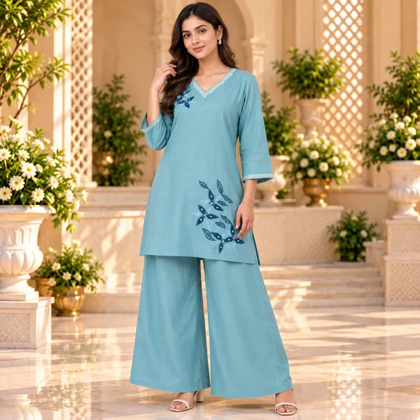 Blue__Liquid_Cotton_Co-Ord_Set_For_Women