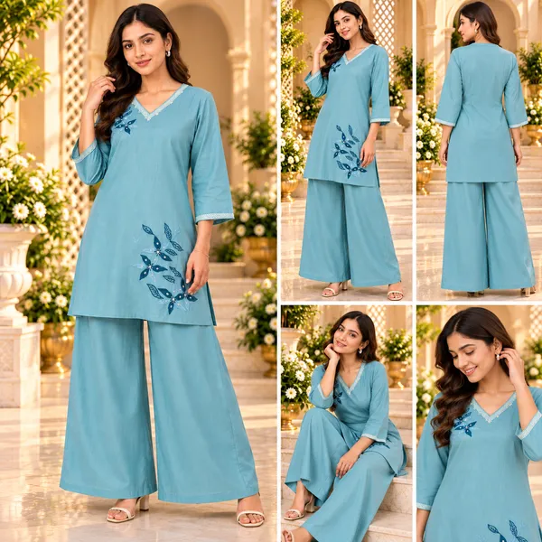 Blue__Liquid_Cotton_Co-Ord_Set_For_Women