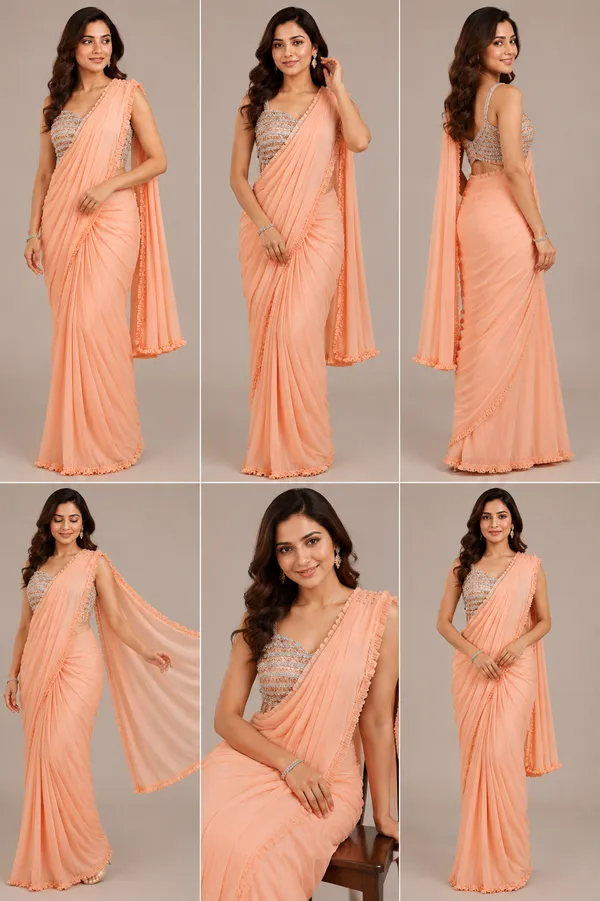 Pitch_Lycra_Saree_Blouse_And_Dupatta_For_women