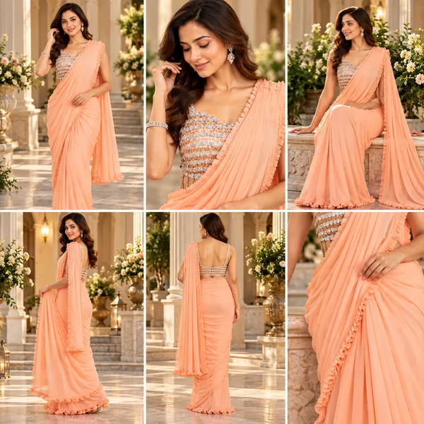 Pitch_Lycra_Readymade_Saree_And_Blouse_For_Women_