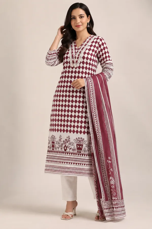 Cream_Pink_Cotton_Kurta_Set_For_Women