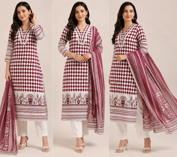 Cream_Pink_Cotton_Kurta_Set_For_Women
