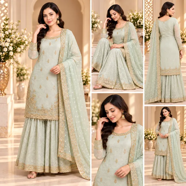 Pista_Green_Net_Plazo_Set_For_Women