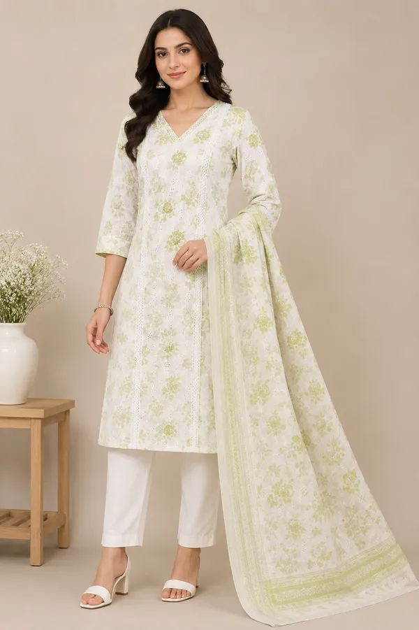 Cream_Cotton_Kurta_Set_For_Women