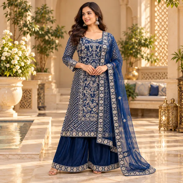 Blue_Velvet_Plazo_Set_For_Women