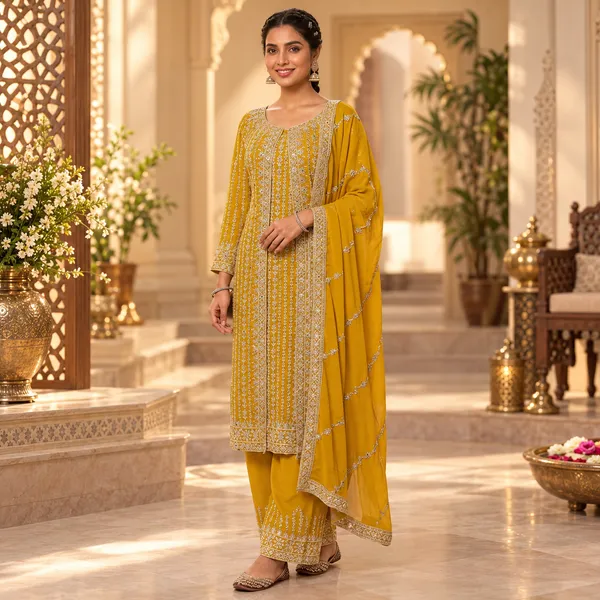 Yellow_Indo-Western_Pakistani_Plazo_Set_For_Women